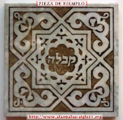 Ornamento morisco de la Alhambra con la palabra qabalah en hebreo