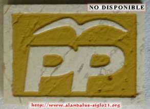 Logo del partido popular tallado a mano en piedra natural